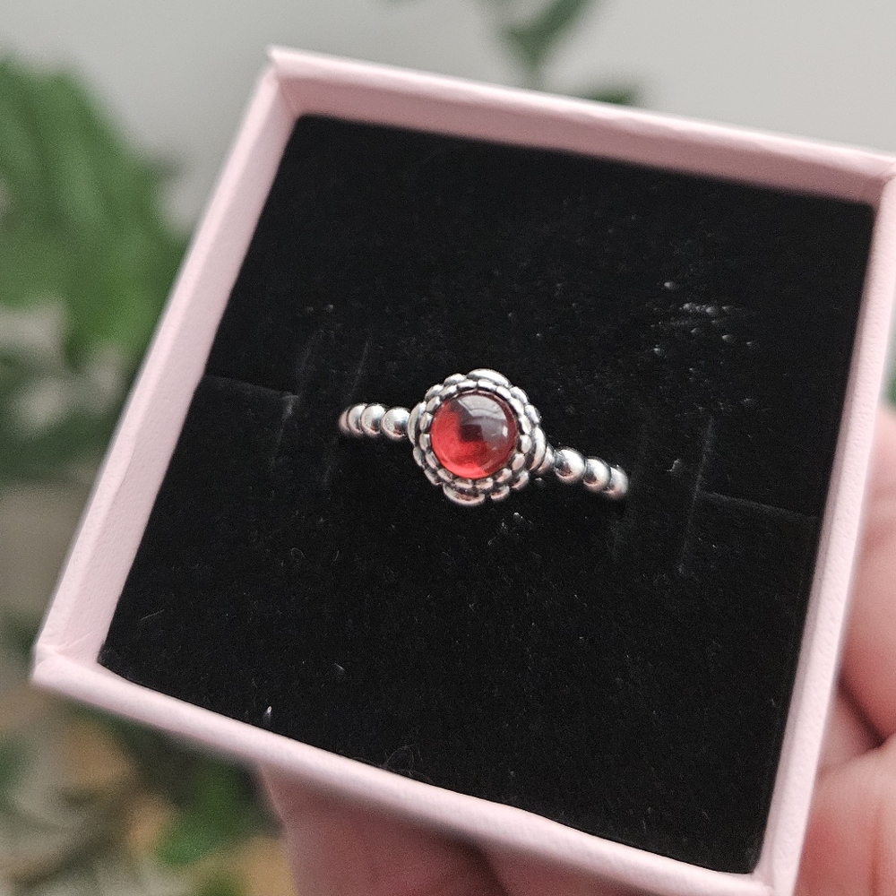 Pandora January garnet ring